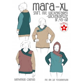 Mara-XL Shirt/Longshirt mit Wickelkragen-Kapuze