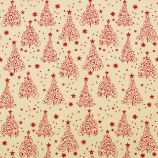 BW-Druck mit Bäumen, natur/rot Weihnachten, 134335.0002, 120g/m²