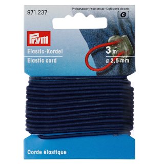 Elastic-Kordel, 2,5mm, dunkelblau, 971237, Polyester/Elasthan, 3m-Karte