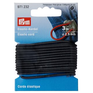 Elastic-Kordel, 2,5mm, grau, 971232, Polyester/Elasthan, 3m-Karte