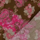 Viskosedruck mit Paisley und Blumen, braun/pink, Webware, 1347010004, RESTST&Uuml;CK 1,25m