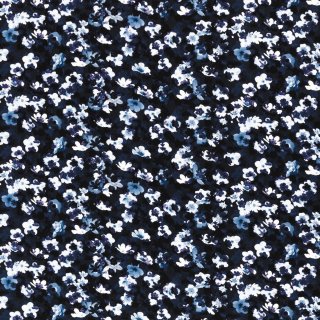 Nature Morte, ungerauhter Sweat mit Blumen, blau, 500597, RESTSTÜCK 90cm