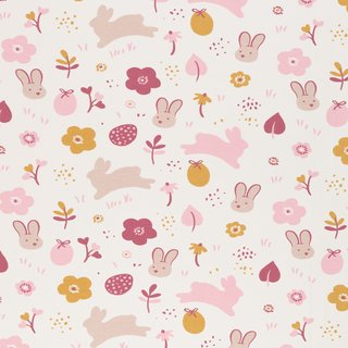 Graphic Bunny, Hasen rosa auf natur, Baumwolljersey, 027009, 230g/m²