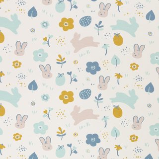 Graphic Bunny, Hasen mint/blau auf natur, Baumwolljersey, 042010, 230g/m²