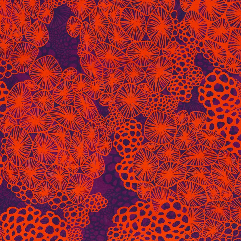 Coral Cluster by Thorsten Berger, orange/lila, Viskosewebware, 200425, 85g/m²