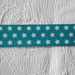 Gurtband mit kleinen Sternen, petrol/weiß, 3cm, 1011