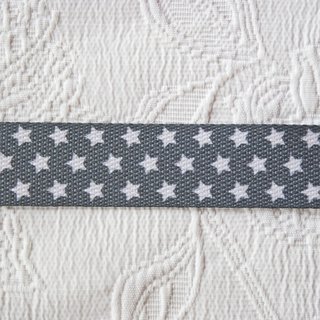 Gurtband mit kleinen Sternen, grau/weiß, 3cm, 1010