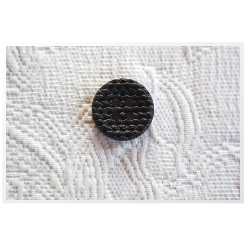 Polyesterknopf, schwarz im Strick-Look, 25mm 