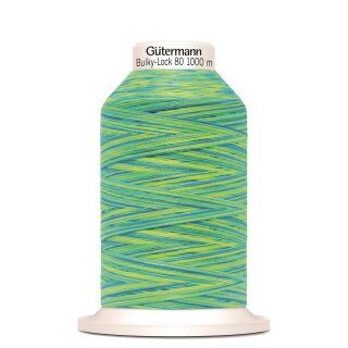 Bulky-Lock 80, Multicolour, Col. 9968, grün, Bauschgarn/Overlock- Nähfaden von Gütermann, Polyester, 1000m