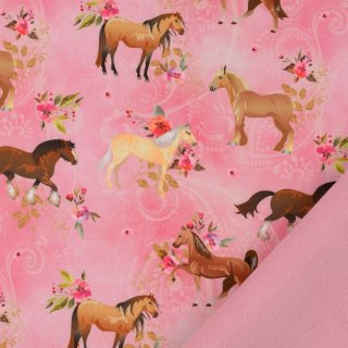 Softshell mit Pferden, Digitaldruck, rosa, 208073.0802, 310g/m²