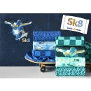 Sk8 by lycklig design, ungerauhter Sweat mit Schachbrettmuster, blau, 400255, RESTST&Uuml;CK 90cm