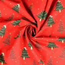 BW-Druck mit Tannenbäumen, rot, Weihnachten,...