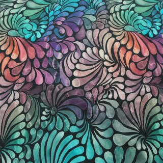 ColorDrops MID - dark mystic - Bio-Jersey, Digitaldruck, Astrokatze, RESTSTÜCK 80cm
