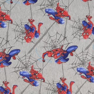 Spider Man - gerauhter Sweat graumelange, Lizensstoff, 207578.0001 RESTSTÜCK 40cm