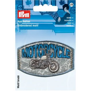 Applikation Label MOTORCYCLE, grau/blau/weiß, 922016