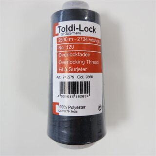 Overlockgarn dunkelgrau (9360), Toldi-Lock by Gütermann, Polyester, 2500m