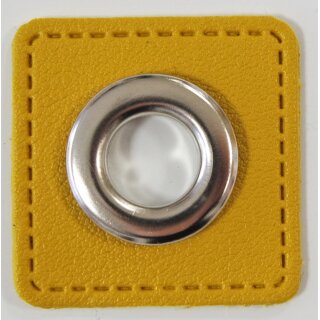 Ösenpatch für Kordeln/DL 10mm, Lederimitat gelb, 653