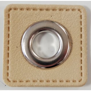 Ösenpatch für Kordeln/DL 10mm, Lederimitat natur, 869
