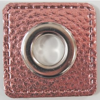 Ösenpatch für Kordeln/DL 10mm, Lederimitat rosa metallic, 776