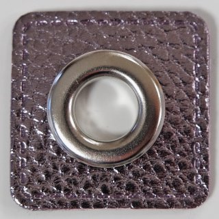 Ösenpatch für Kordeln/DL 10mm, Lederimitat silber metallic, 004