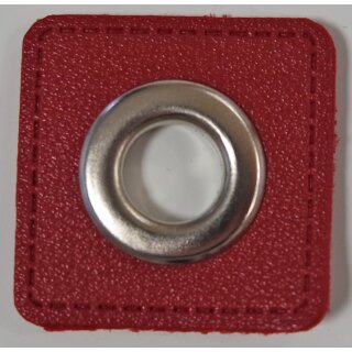 Ösenpatch für Kordeln/DL 10mm, Lederimitat dunkelrot, 750