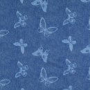 French Terry mit Schmetterlingen im Jeans - Style, blau,  209280.0001, 230g/m&sup2;