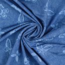 French Terry mit Schmetterlingen im Jeans - Style, blau,  209280.0001, 230g/m&sup2;