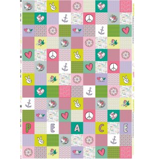 Happy Patchwork Blanket by lycklig design, rosa, 200932, 130g/m2