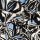 Viskose - Leinen mit Blättermuster, schwarz/blau, 2086230005, 180g/m²