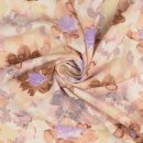 Viskose - Leinen mit Blumenmuster, natur/beige/flieder,...