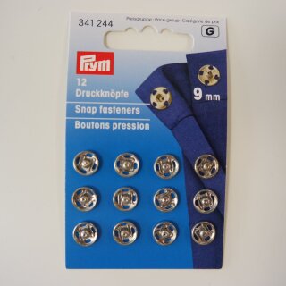 Annäh-Druckknöpfe, 9mm, silber, 12 Stück, 341244