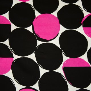 Viskosesatin mit Elasthan, Eira, schwarz/pink Hilco, M 2686/97, RESTSTÜCK 35 cm