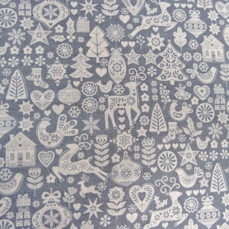 Scandi 23, Scandi Icons by Makower, grau, K1491/10, Weihnachtsstoff, 19 ...