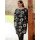 Murcia, Modalsweat ungerauht, Blumen schwarz, 157299, 265g/m²