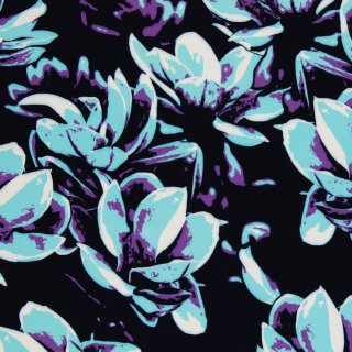 Distorted Blooms by Thorsten Berger, Viskosewebware, Türkis/lila, 100252, 140g/m²