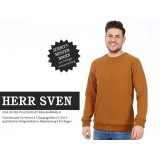 HERR SVEN • schlichter Pullover mit Raglanärmeln, Gr. S-XXL, Studio Schnittreif, PAPIERSCHNITT