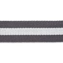 Gurtband mit Streifen, grau/wei&szlig;, 3,8cm; 689276