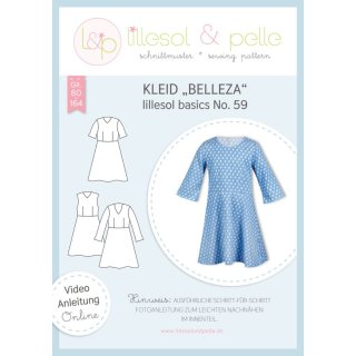 Papierschnittmuster lillesol basics, Kleid "Belleza"mit Video-Nähanleitung, Gr. 80-164