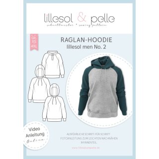 Papierschnittmuster lillesol men No.2 Raglan-Hoodie *mit Video-Nähanleitung, Gr. XS-4XL
