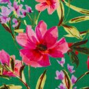 Viskosewebware mit Blumenmuster, grün/pink, Malis, 594365, 100g/m²
