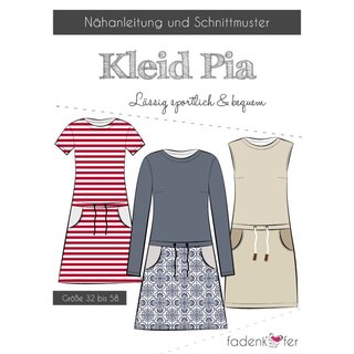 Pia - Kleid für Damen, Fadenkäfer, Gr. 32-58, Papierschnittmuster