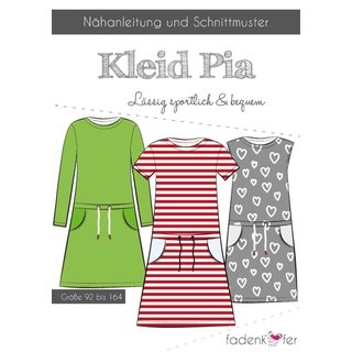 Pia - Kleid für Kinder, Fadenkäfer, Gr. 92-164, Papierschnittmuster