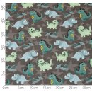 Dino Wonderland, leicht gerauhter Sweat mit Dinos, grau, Hilco, A4547/140