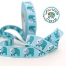 Webband mit Elefanten blau, farbenmix