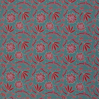 Retro Flowers by Emjo Design, Blumen rot/mint, Canvas, 638263, 230g/m²