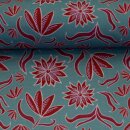 Retro Flowers by Emjo Design, Blumen rot/mint, Canvas, 638263, 230g/m²
