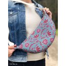 Retro Flowers by Emjo Design, Blumen rot/mint, Canvas, 638263, 230g/m²