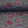 Retro Flowers by Emjo Design, Blumen rot/mint, Canvas, 638263, 230g/m²
