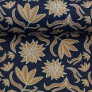 Retro Flowers by Emjo Design, Blumen ocker/blau, Canvas, 315596, 230g/m²