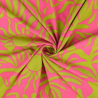 Viskose Webware, Palmen/Sonnen, pink/lime, 2115620006, 115g/m²